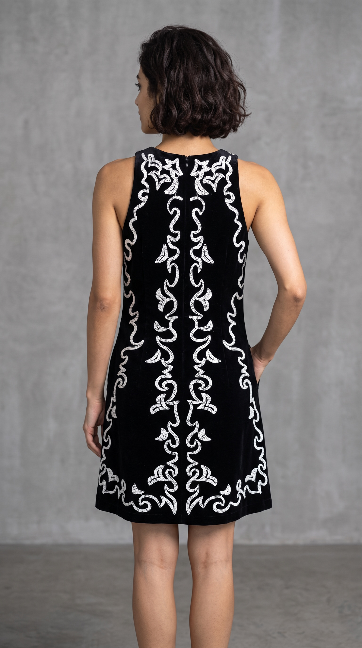 The Palm Embroidered Velvet Dress