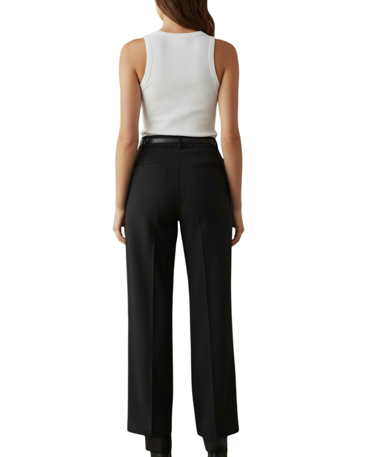 Tailored Wide Leg Pants - Black