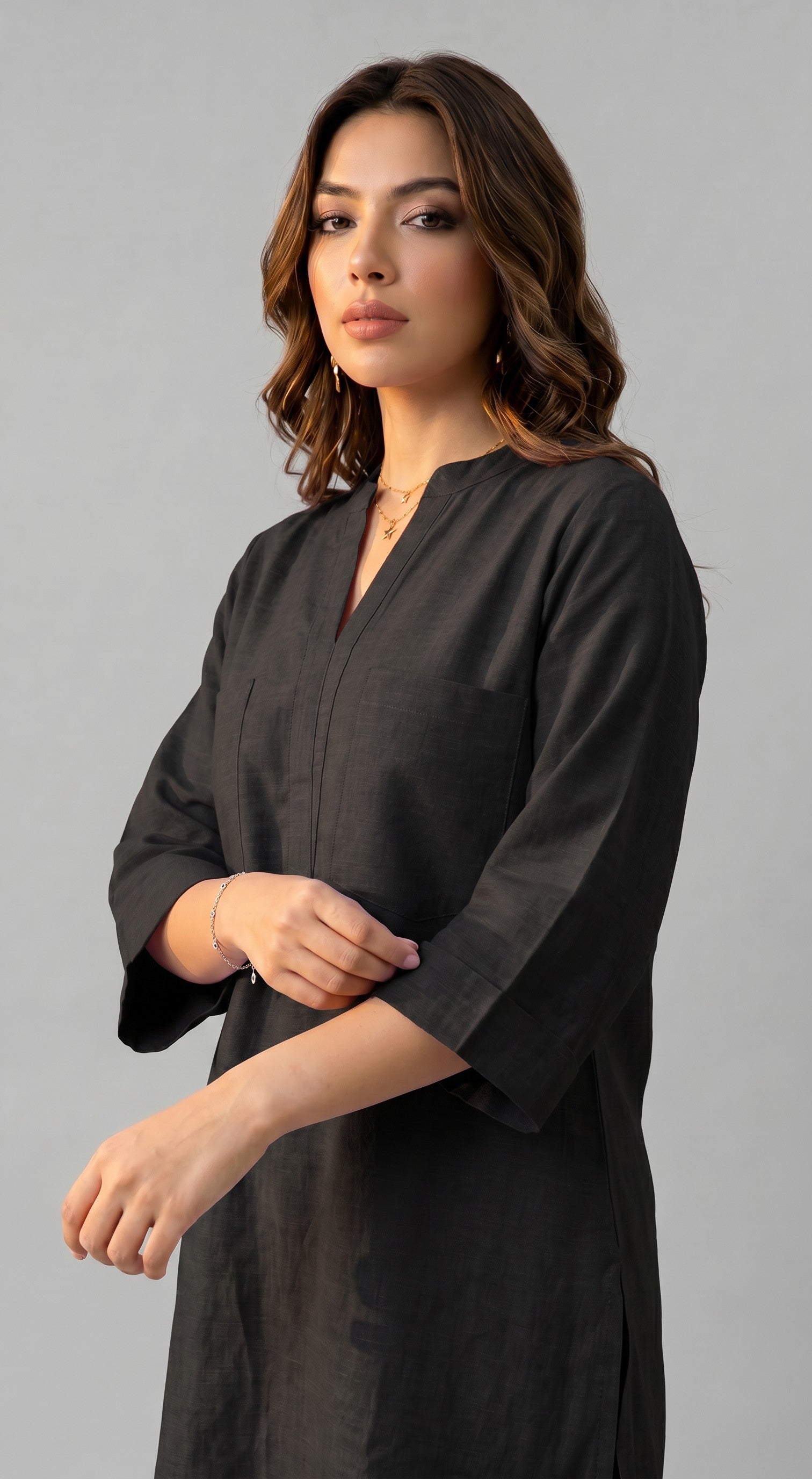 The Cotton Kurta Set - Black