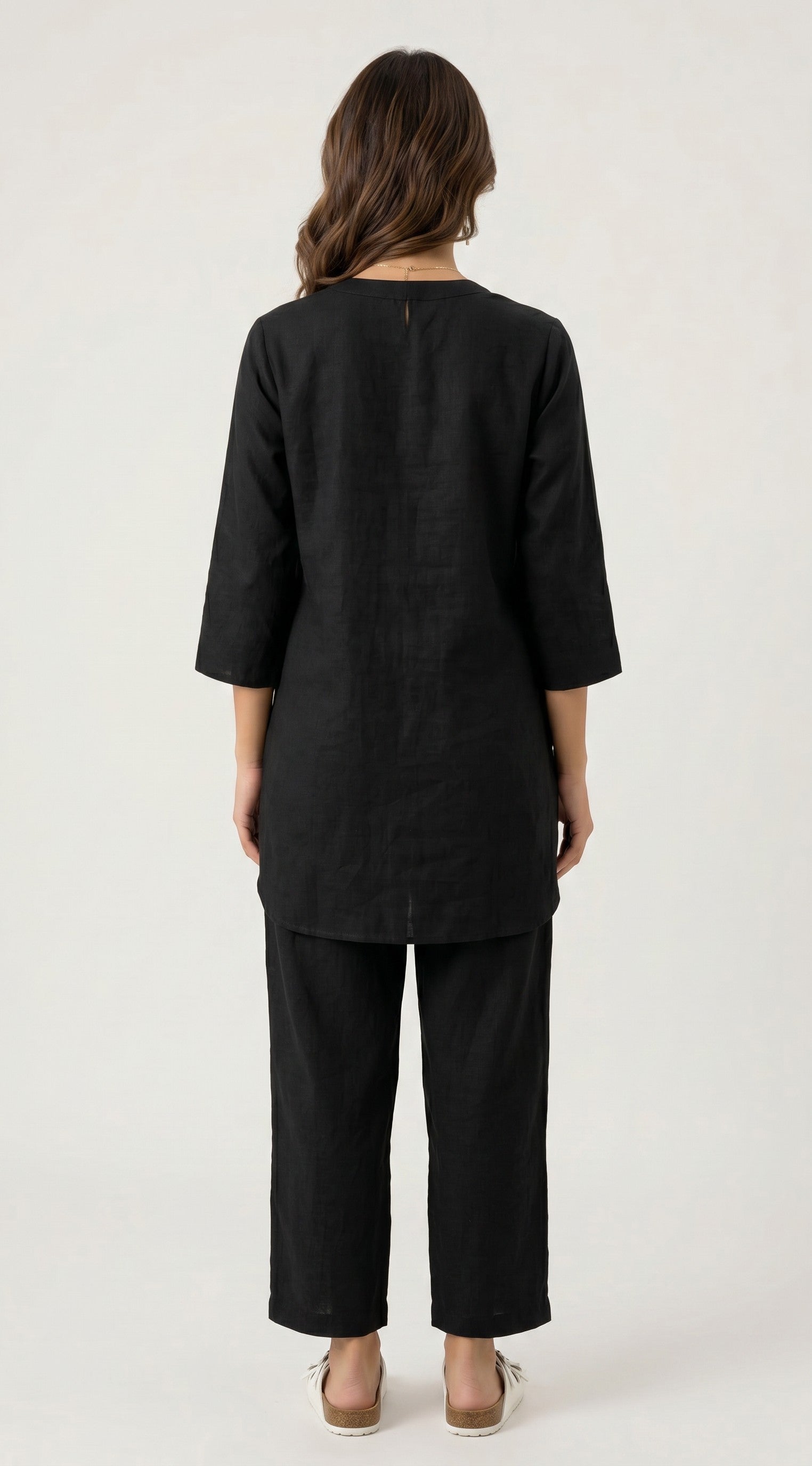 The Cotton Kurta Set - Black