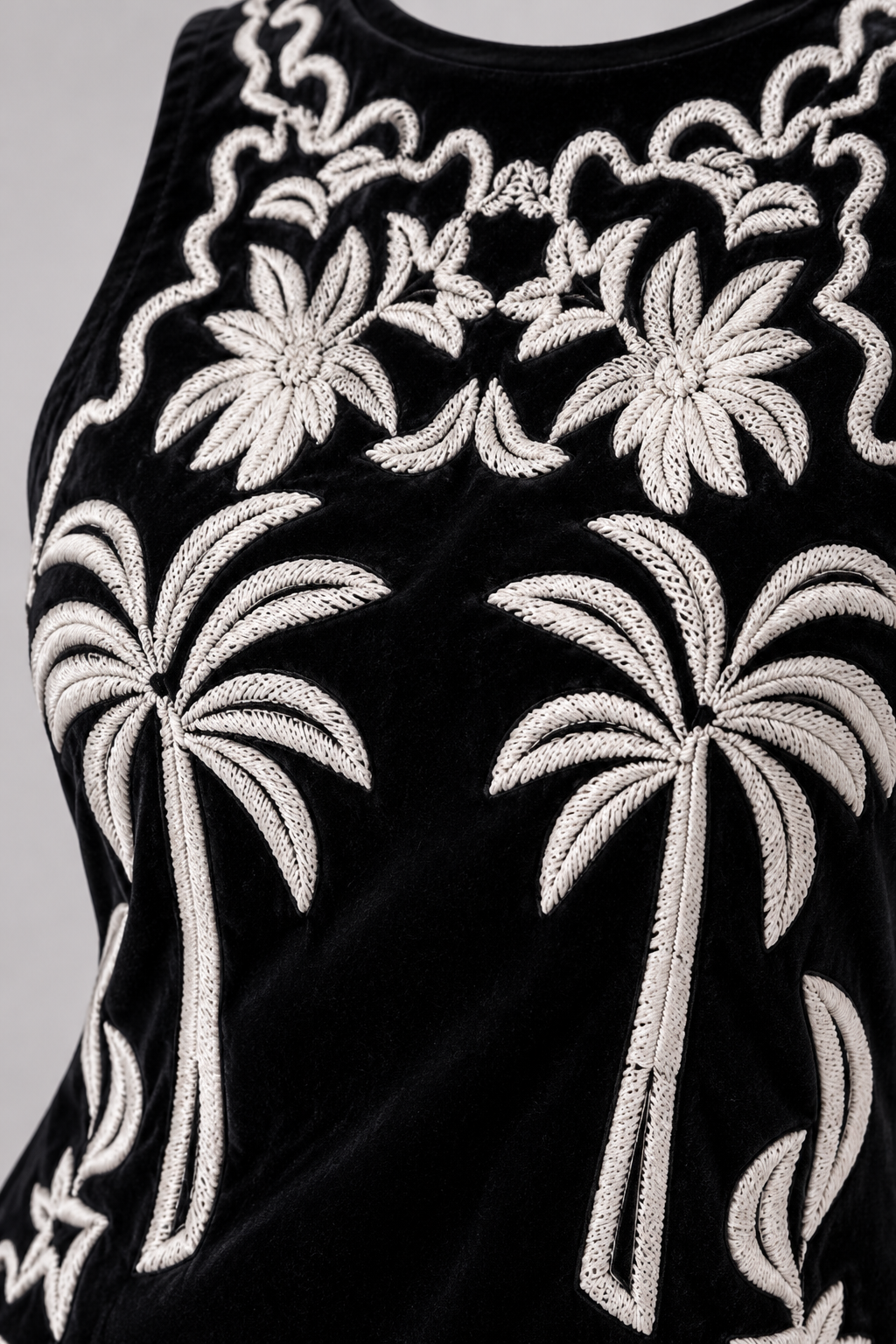 The Palm Embroidered Velvet Dress