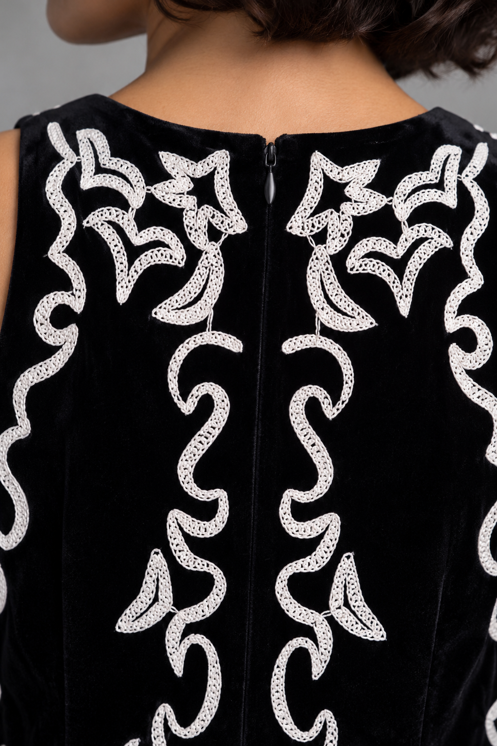 The Palm Embroidered Velvet Dress