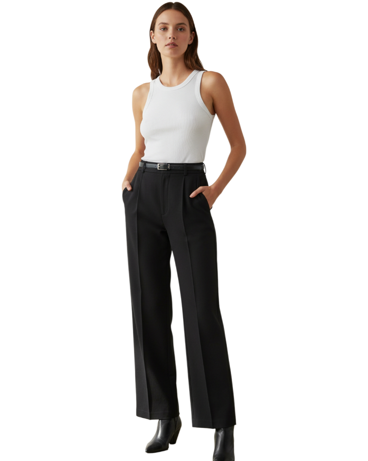 Tailored Wide Leg Pants - Black