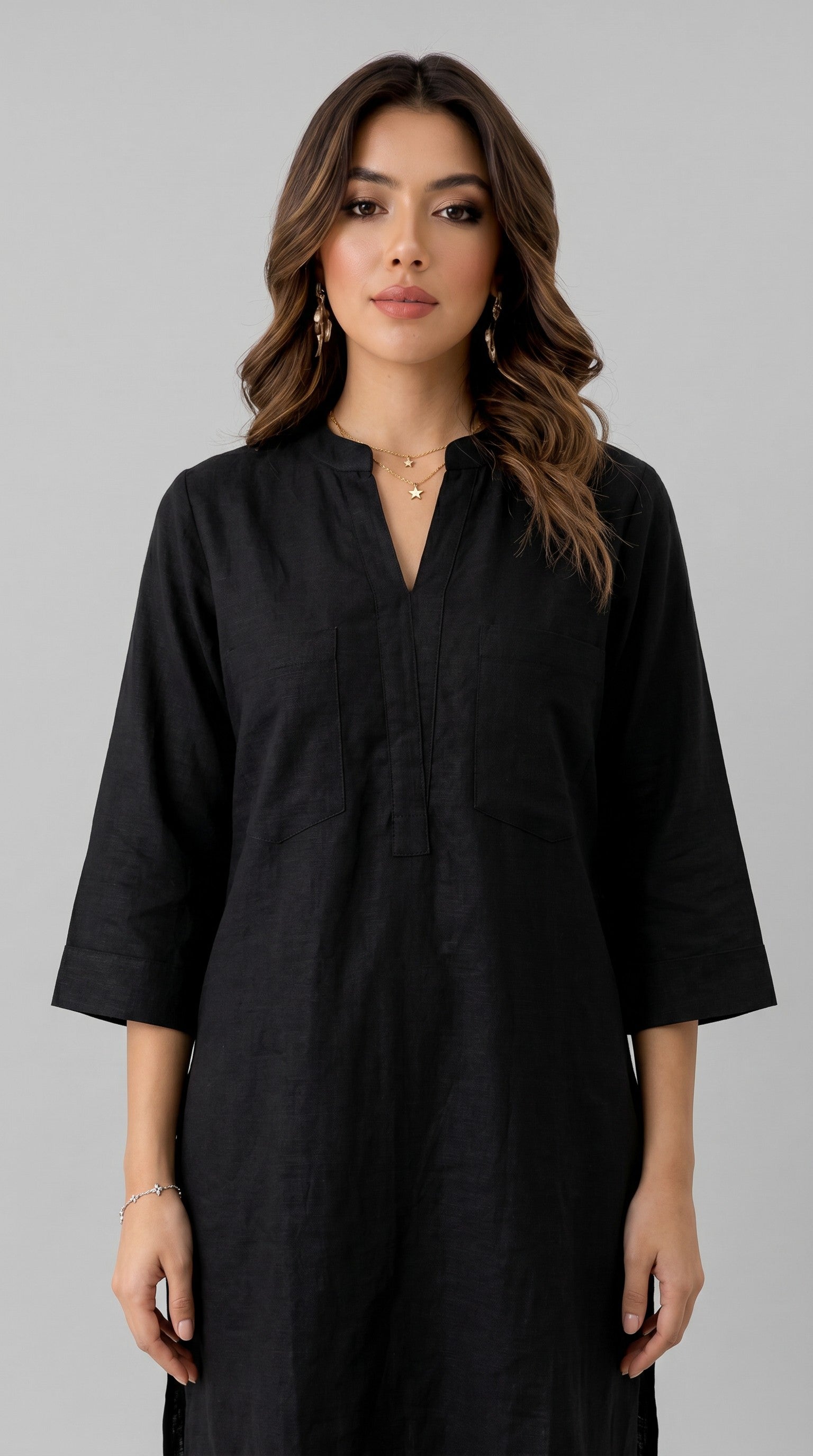 The Cotton Kurta Set - Black