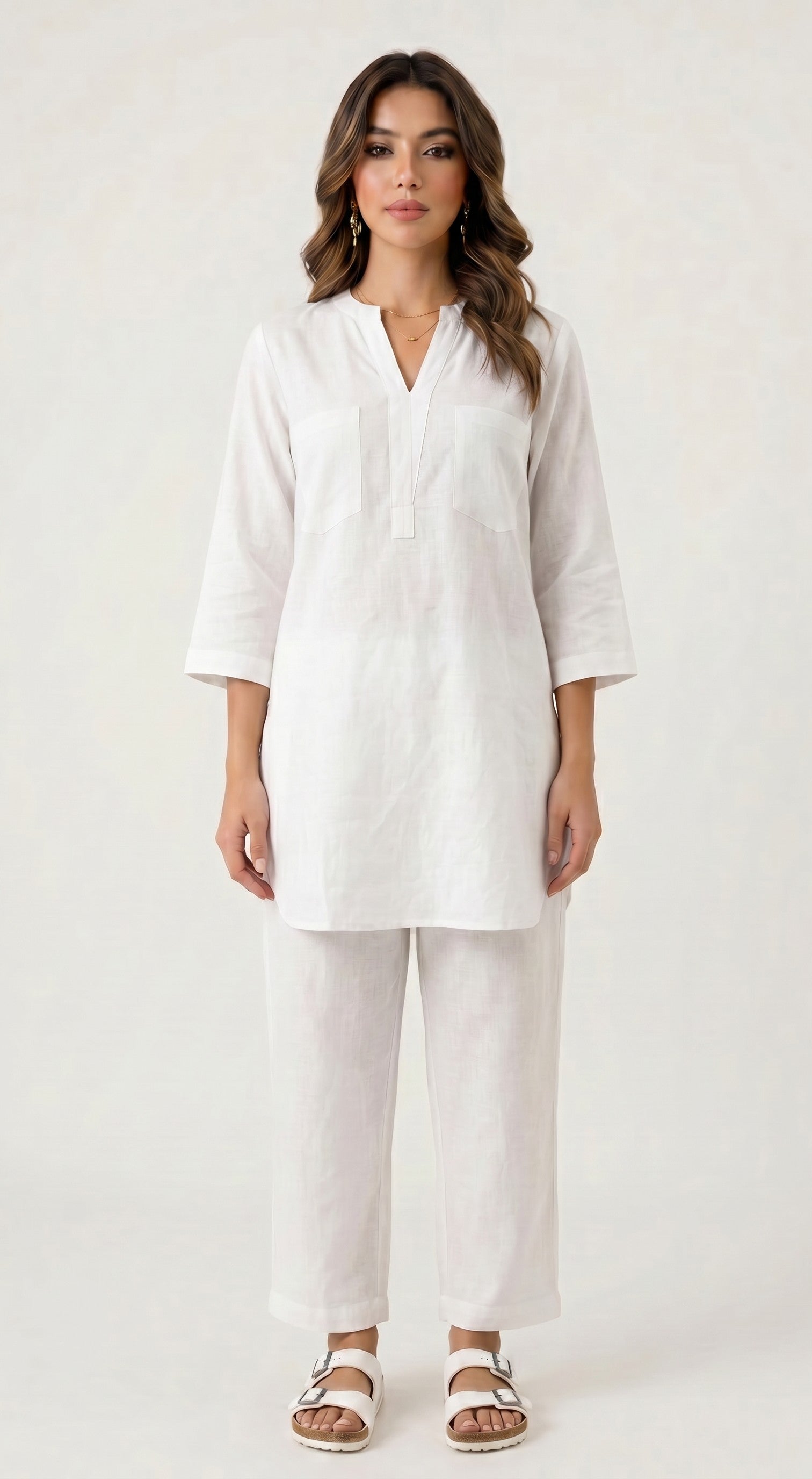 The Cotton Kurta Set - White