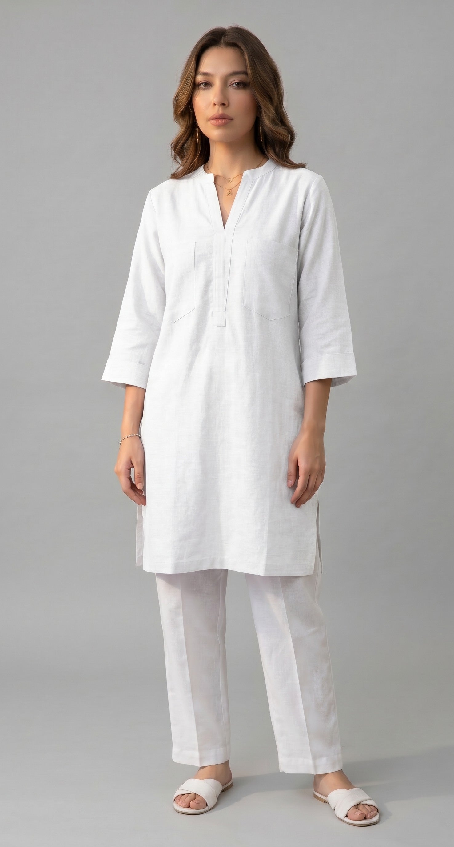 The Cotton Kurta Set - White
