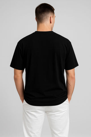 Asymmetric Black Top with White Trousers black1