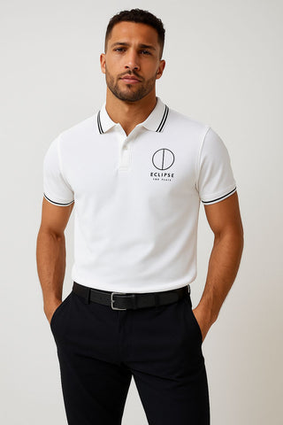 Asymmetric Black Top with White Trousers white2